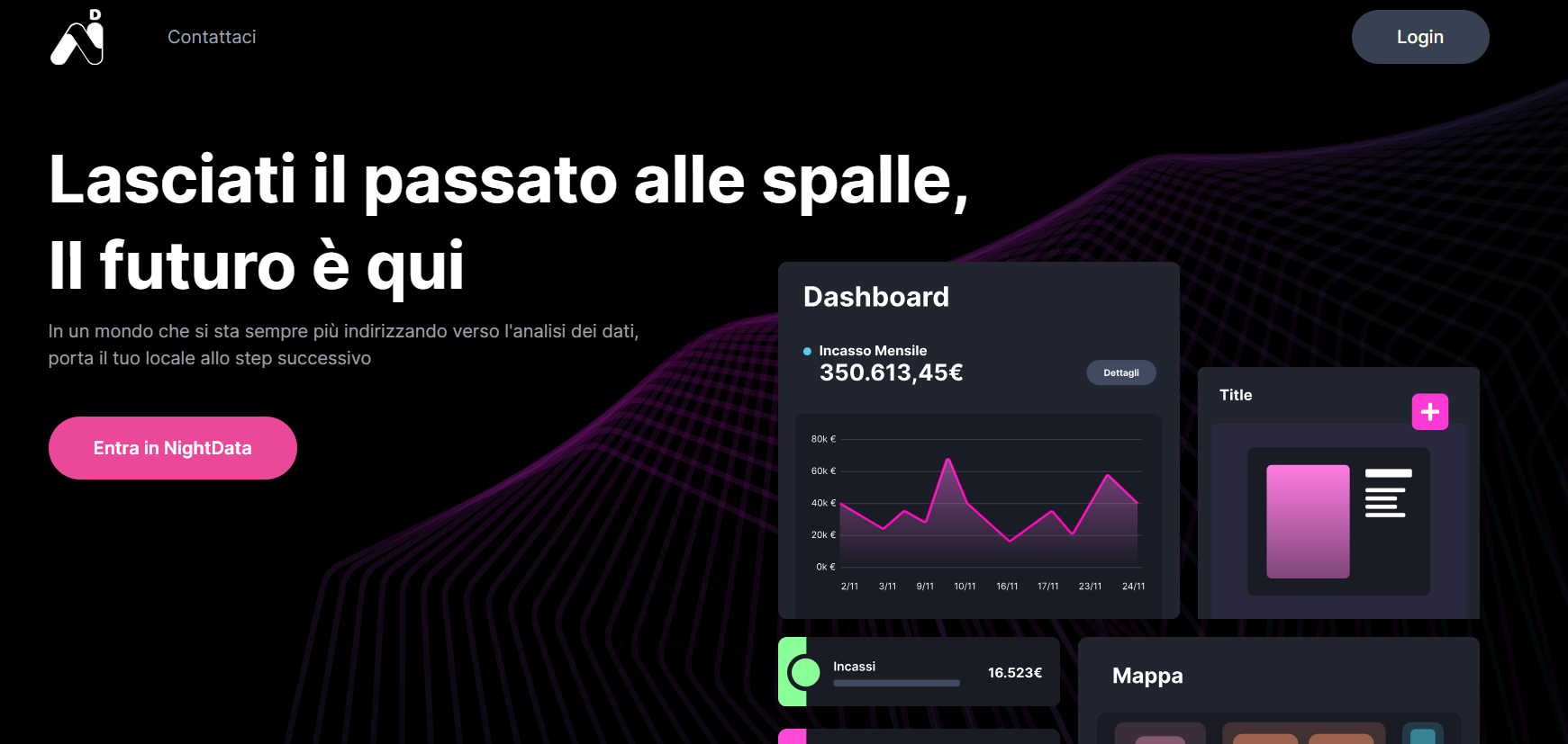 NightData platform dashboard showing nightclub analytics and management tools